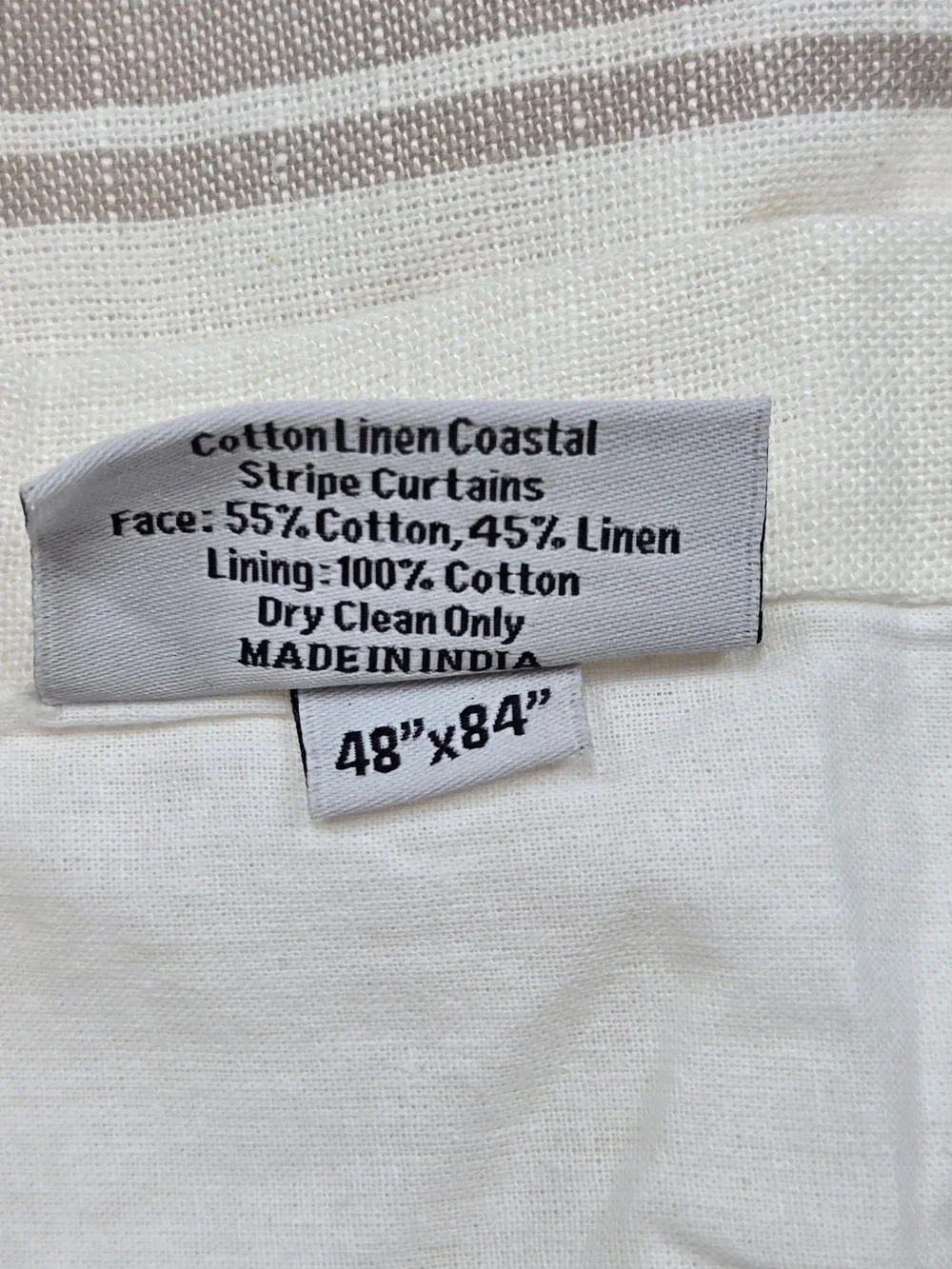 NWT QUINCE Set Of 2 48x84 Coastal Stripe Linen Cotton Curtains 9323